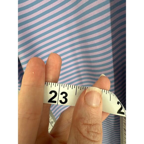 Peter Millar Summer Comfort Polo Shirt Mens Medium Blue Striped Belfair Golf - Picture 7 of 7